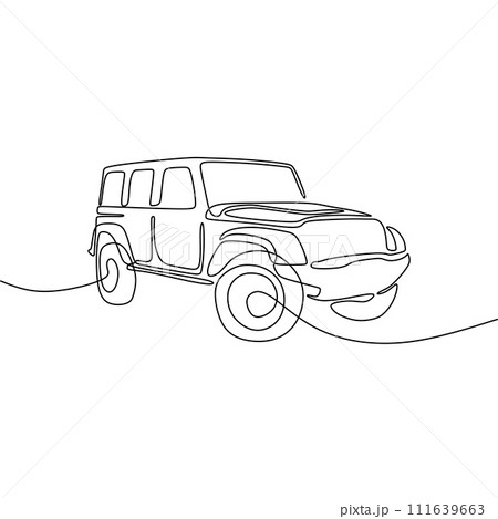 Single continous line art of 4x4 car 111639663