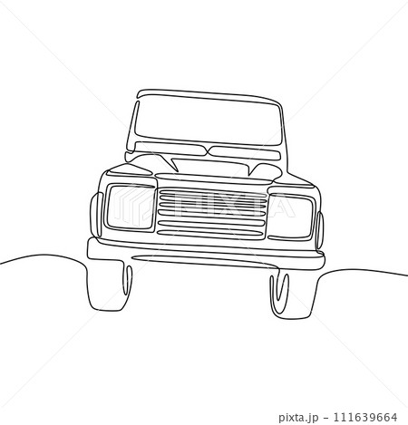 Single continous line art of 4x4 car 111639664
