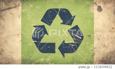 Recycling emblem in natures embrace a powerful symbol, 111639812