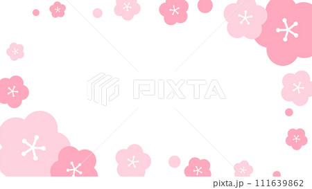 春の花（梅、桜風）のフレームイラスト 111639862