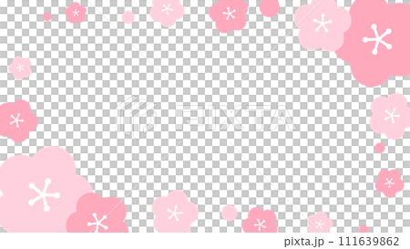 春の花（梅、桜風）のフレームイラスト 111639862