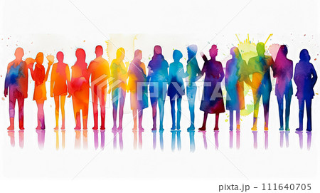 Bright watercolor silhouettes on white Bright watercolor silhouettes on white 111640705