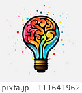 Creative idea light bulb and brain isolated on background. Brain data and start up concept. Symbol of creativity, creative idea 111641962