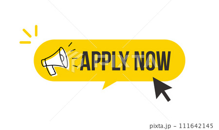 Apply now job submit button icon. Vector apply now click cursor 111642145