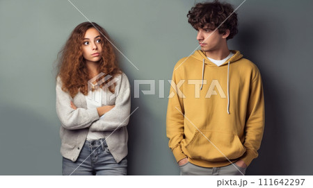 Silent Struggle: Modern Young Couple in the Aftermath of a Quarrel 111642297