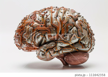 Cybernetic brain model with electronic circuits. Generative AI. 111642358