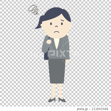 Illustration of a female office worker feeling anxious 111643388