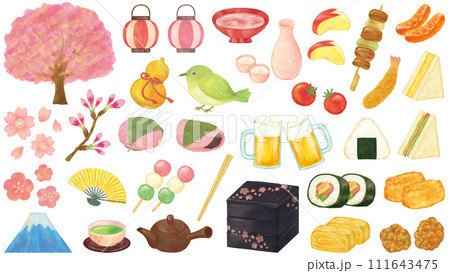 お花見のイラスト素材セット 111643475