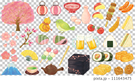 お花見のイラスト素材セット 111643475