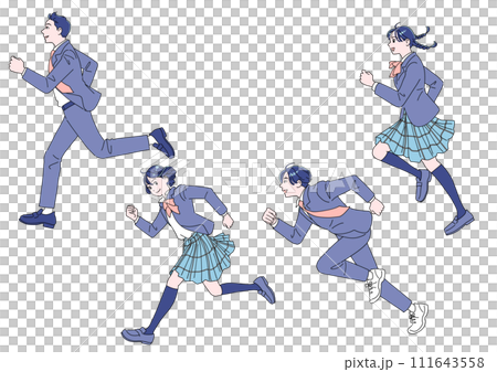 精力充沛的男女學生開始奔跑 111643558