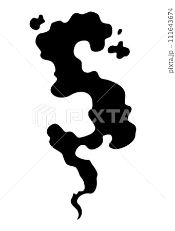 Smoke cloud black icon silhouette. Vector special effect of puff or steam cloud. Fire blast, smog or fume. Dust or vapor template isolated on white. Cartoon design element of comic book 111643674