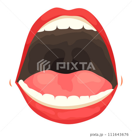 Red lip female. Woman expressed emotion, beauty concept. Modern flat vector design illustration 111643676
