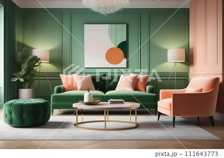 A Living Room Filled With Furniture and a Painting on the Wall 111643773