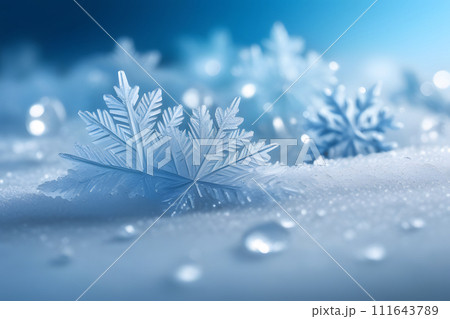 Close Up of a Snowflake With Water Dropletsのイラスト素材 [111643789] - PIXTA