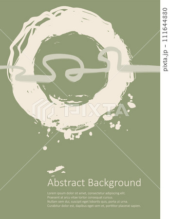 Khaki and white abstract background with ink brush design elements. 111644880