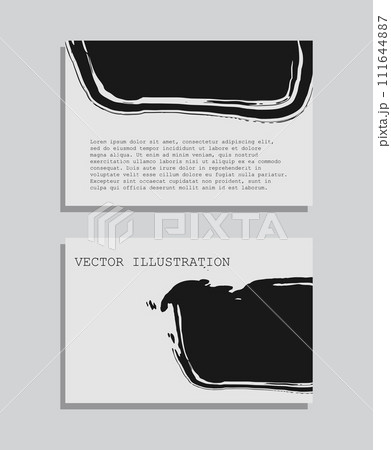 Black ink brush stroke on white background. Japanese style. Vector illustration of grunge wave stains. Vector brushes illustration. 111644887