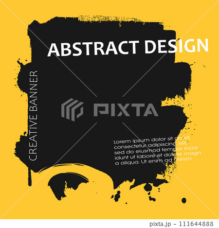 Grunge abstract background design. Brush paint ink stroke over square frame. Vector illustration. 111644888