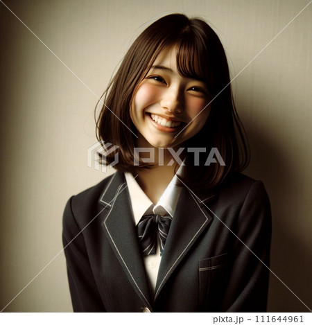 リアルテイストの笑顔の女子高生イラスト 111644961