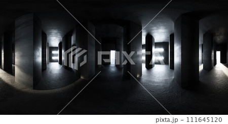 Dark Hallway With a Light at the End 360 panorama vr environment map 111645120