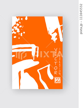 White ink brush stroke on orange background. Japanese style. 111645532