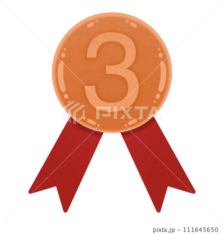 Third Medal With Ribbon Bronze Medal With Ribbon illustration Shiny Award Medal illustration 111645650