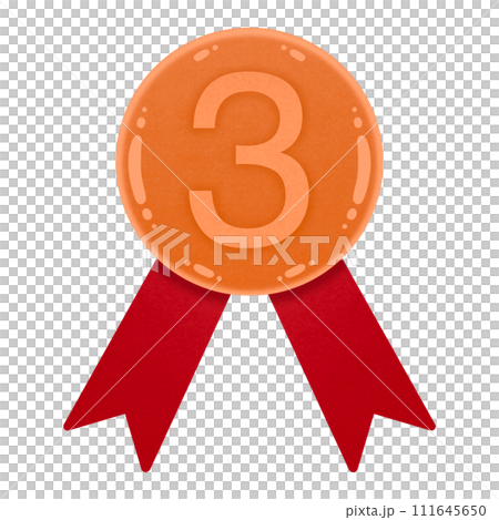 Third Medal With Ribbon Bronze Medal With Ribbon illustration Shiny Award Medal illustration 111645650