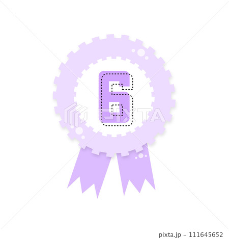 Purple award certificate, Award with ribbons, gold silver bronze medal number 6 isolated on transparent background Purple award certificate, Award with ribbons, gold silver bronze medal number 6 isolated on transparent background 111645652