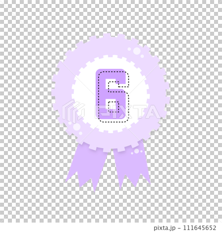 Purple award certificate, Award with ribbons, gold silver bronze medal number 6 isolated on transparent background Purple award certificate, Award with ribbons, gold silver bronze medal number 6 isolated on transparent background 111645652