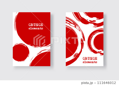 Red ink brush stroke on white background. Japanese style. 111646012