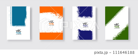 Color ink brush stroke on white backgrounds set. Minimalistic style. 111646188
