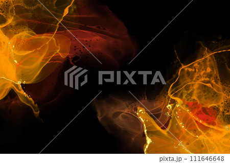 Luxury red, black, gold background marble liquid ink art. Vector illustration. 111646648