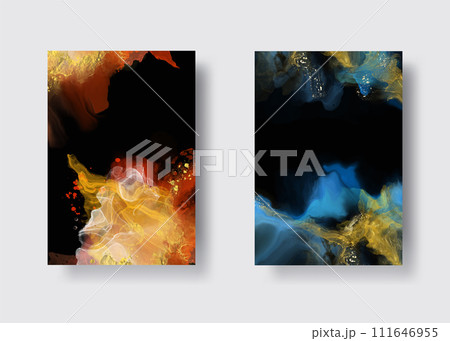 Luxury abstract background set of marble liquid ink art. Vector illustration. Luxury abstract background set of marble liquid ink art. Vector illustration. 111646955