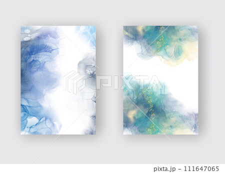 Luxury blue abstract background of marble liquid ink art. Vector illustration. 111647065
