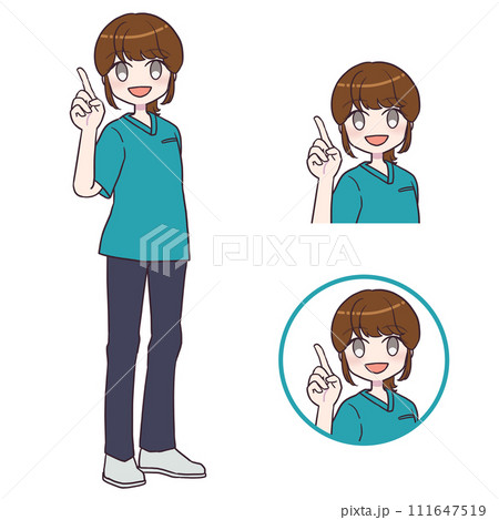 案内をするスクラブを着た女性2 111647519