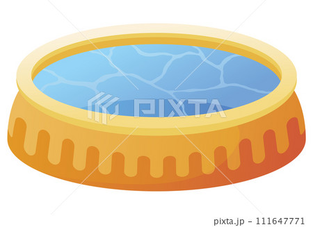 Swimming inflatable pool for children. Isometric home pool icon. Web design isolated on white background. Vector illustration 111647771
