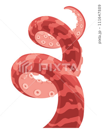 Octopus tentacles or sea squid icon. Spooky marine monster arm on white background. Vector cartoon underwater animal 111647889