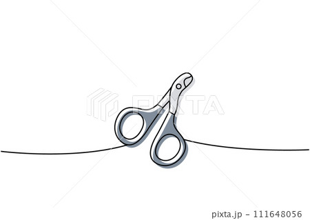 Pet nail clippers one line colored continuous drawing. Animals accessories, pet toy supplies continuous one line illustration. 111648056