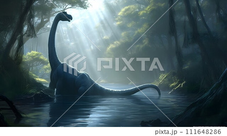 モケレ・ムベンベ：アフリカ・コンゴ川流域のUMA No.002　AI生成画像 111648286