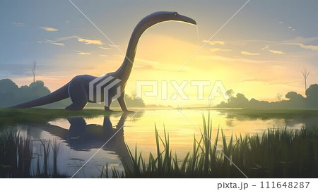 モケレ・ムベンベ：アフリカ・コンゴ川流域のUMA No.006　AI生成画像 111648287