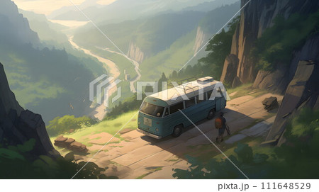 自由と冒険のキャンピングカー:美しい山道のシーン No.009 AI生成画像 自由と冒険のキャンピングカー:美しい山道のシーン No.009 AI生成画像 111648529