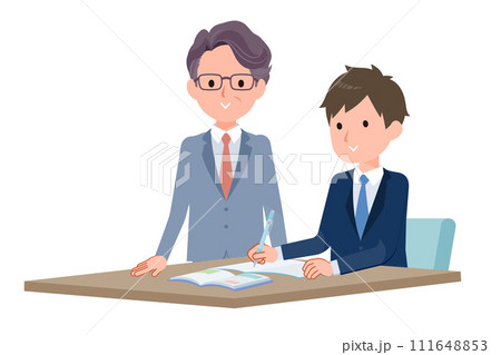 男性教師が学生に教えているシーン 男性教師が学生に教えているシーン 111648853