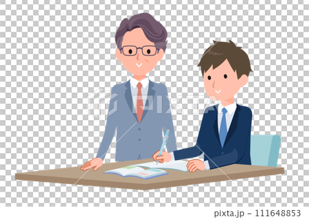 男性教師が学生に教えているシーン 男性教師が学生に教えているシーン 111648853