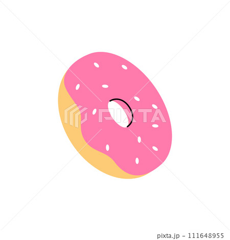 Sweet donut with sprinkles. Bakery sweet pastry food. Vector illustration. Sweet donut with sprinkles. Bakery sweet pastry food. Vector illustration. 111648955