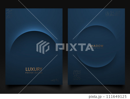 Abstract navy blue background luxury cover set. Minimalist style cover template arc line shadow shape. Modern premium vector design for social media, banner, poster, invitation, business brochure 111649125