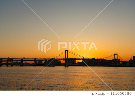 【マジックアワー素材】豊洲ぐるり公園から見る東京のマジックアワー【東京都】 111650586