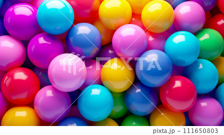 Bunch of colorful balls are in ball pit for background or wallpaper. 111650803