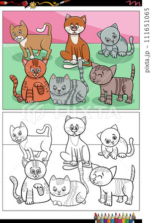 cartoon cats and kittens characters group coloring page cartoon cats and kittens characters group coloring page 111651065