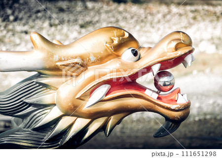 A close-up of Dragon Boat decorated head A close-up of Dragon Boat decorated head 111651298