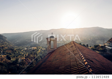 Panagia Chrysokorfitissa church and surroundings at sunset. Limassol District, Cyprus 111651489