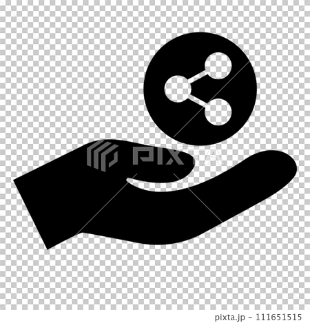 共享圖示和手部輪廓圖示。向量。 111651515